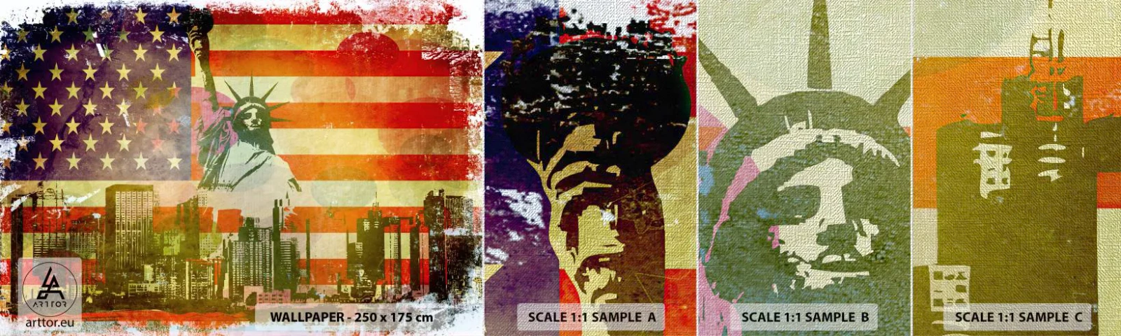 Vzorka fototapety Premium Canvas - Viva America! - New York, USA, socha slobody - 100x30 cm