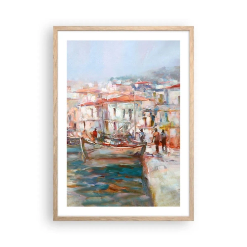 Plagát v ráme zo svetlého duba - Pastelová dovolenka - 50x70 cm