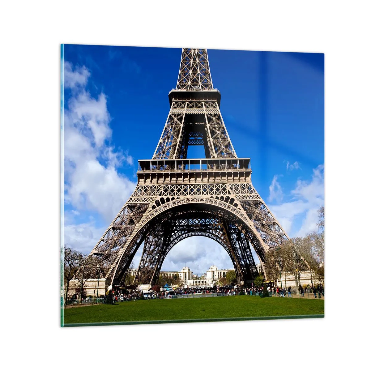 Obraz na skle - Celý Paríž pri jej nohách - 30x30 cm