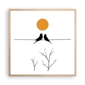 Plagát v ráme zo svetlého duba - Slávičí večer - 60x60 cm