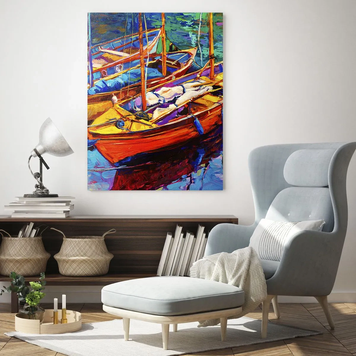 Obraz na skle - Na vode hustej od farieb - 50x70 cm