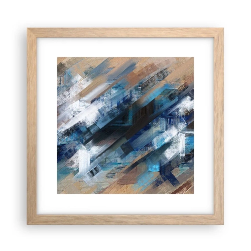 Plagát v ráme zo svetlého duba - Modrá šikmosť - 30x30 cm