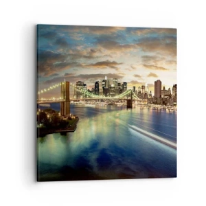 Obraz na plátne - Žiarivý večer nad Manhattanom - 70x70 cm