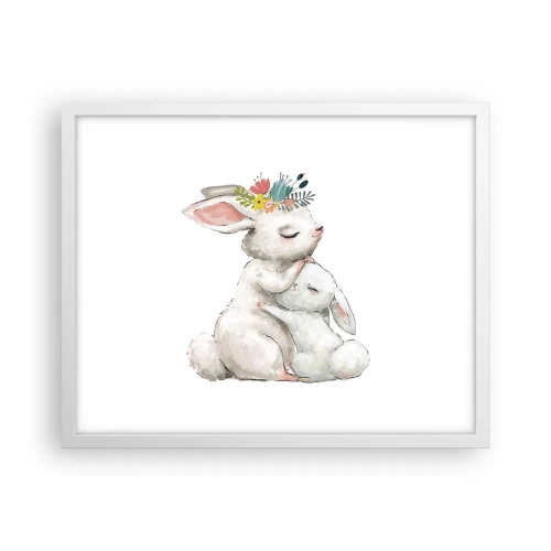 Plagát v bielom ráme - Najlepšie je u mamy - 50x40 cm