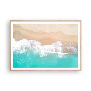 Plagát v ráme zo svetlého duba - Maznavý dotyk - 100x70 cm