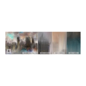 Vzorka Fototapeta Standard Eco - Kompozícia z ocele, kameňa a hmly - Mesto, Architektúra, Kus - 100x30 cm