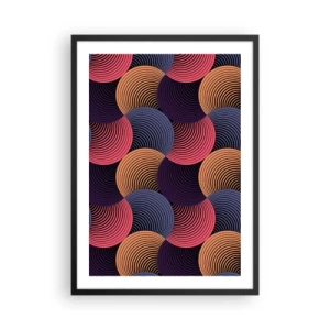 Plagát v čiernom ráme - Geometrický vzor s farebnými sústrednými kruhmi - 50x70cm - V kruhovom rytme - Moderná nástenná dekorácia do obývacej izby a spálne ARTTOR