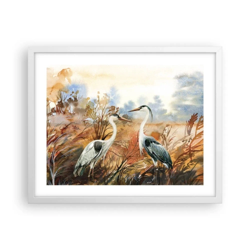 Plagát v bielom ráme - Kam na jeseň? - 50x40 cm