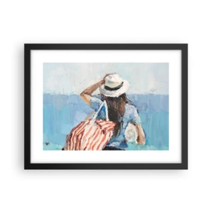 Plagát v čiernom ráme - Vitaj na dovolenke - 40x30 cm