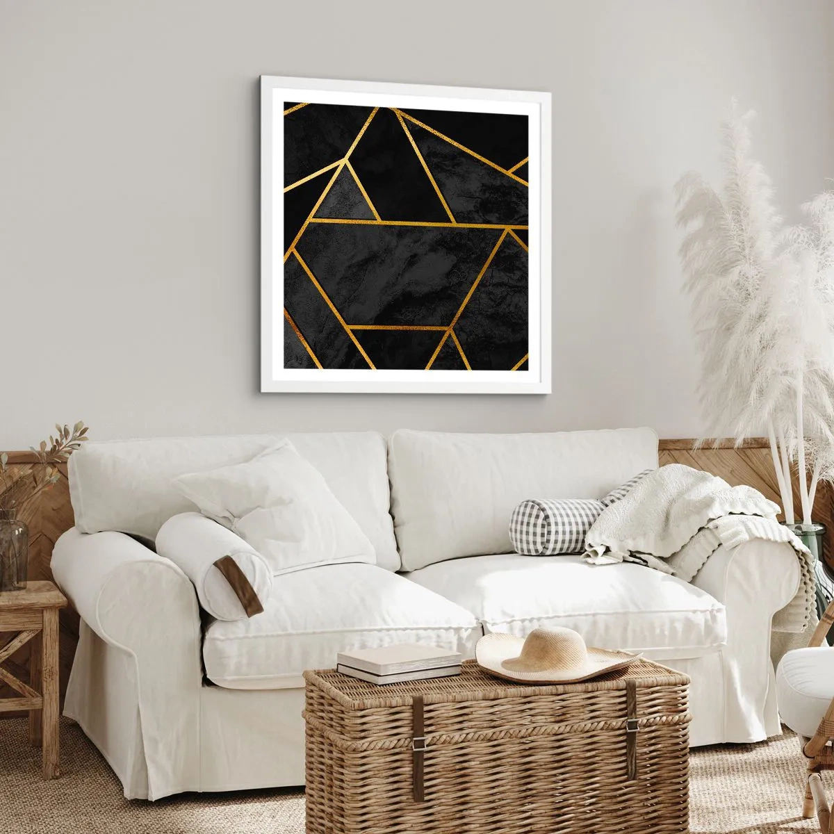 Plagát v bielom ráme - Temnota a svetlo - 40x40 cm