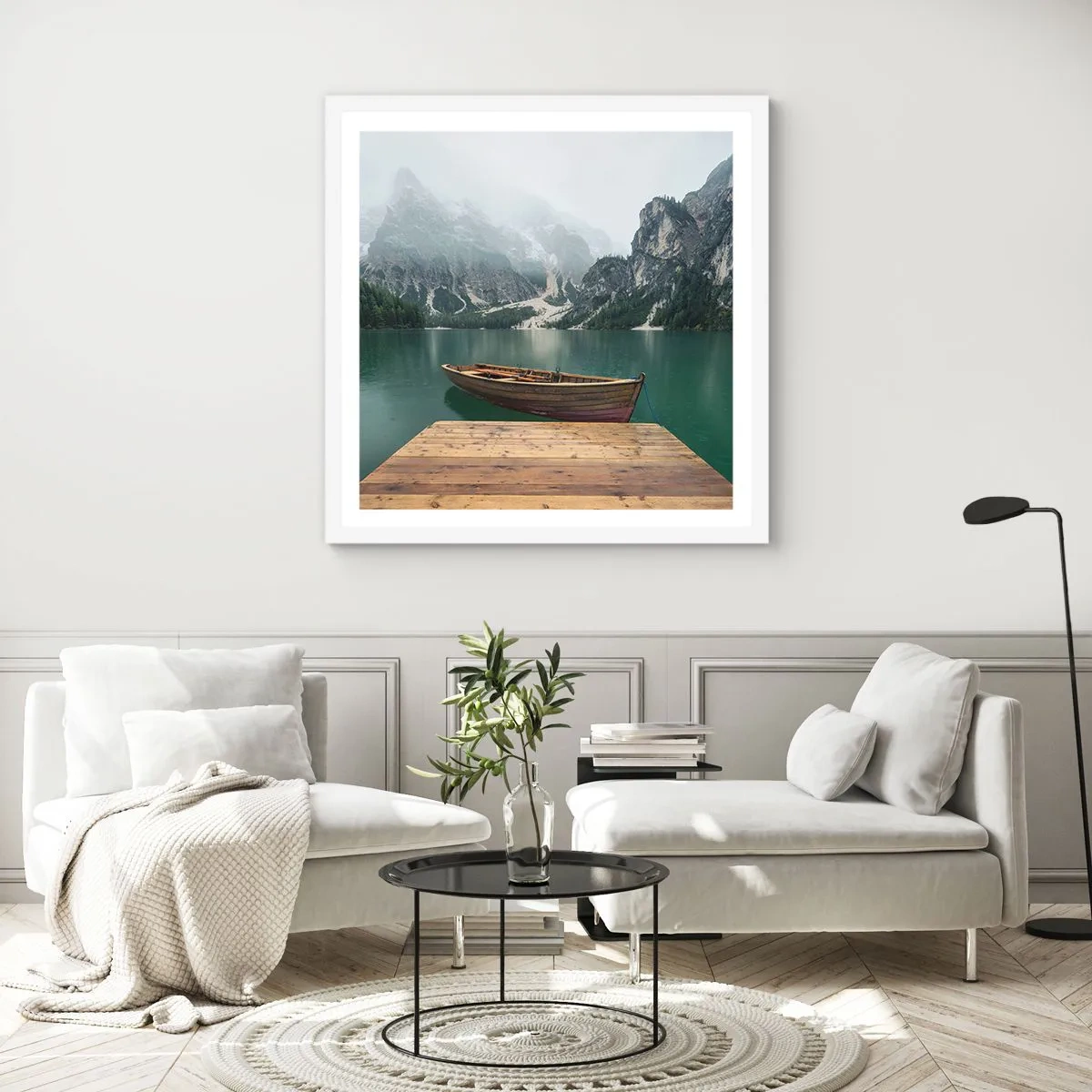 Plagát v bielom ráme - „Hrdé skaly vpredu“ - 50x50 cm