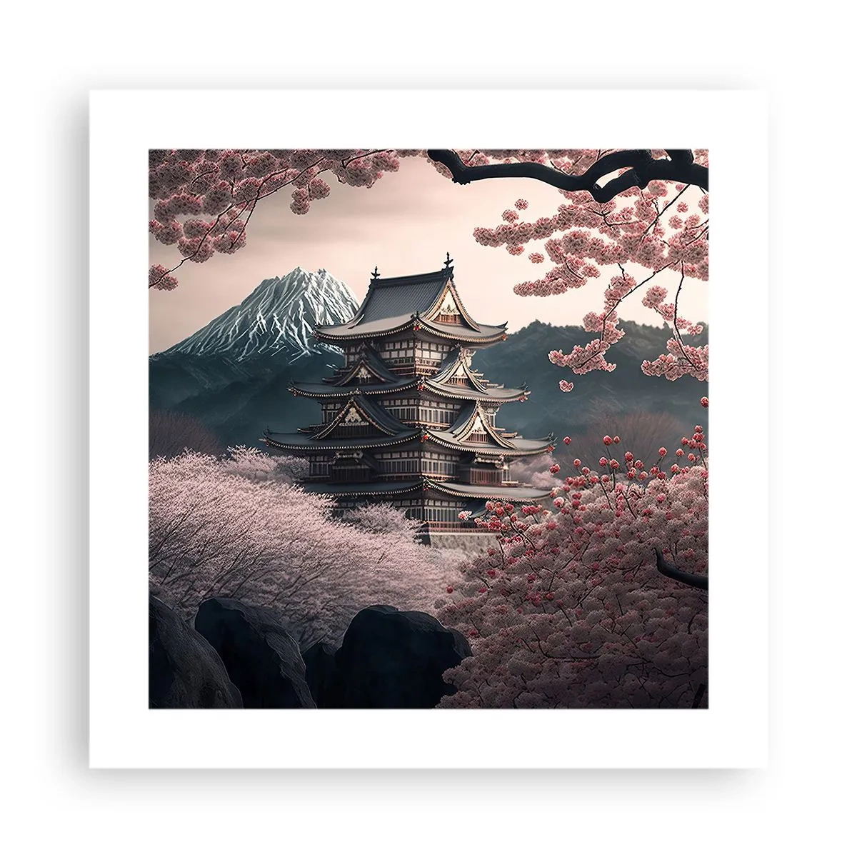 Plagát - Krajina kvitnúcich čerešní - 40x40 cm