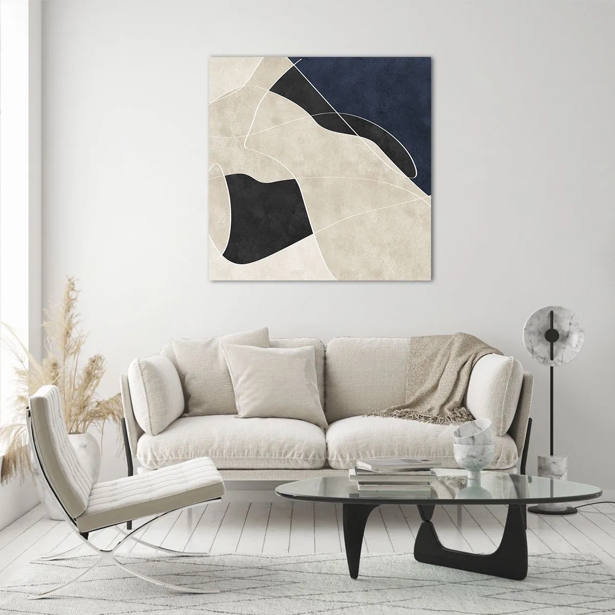 Obraz na skle - Abstraktná kompozícia – kontrast farieb - 40x40 cm