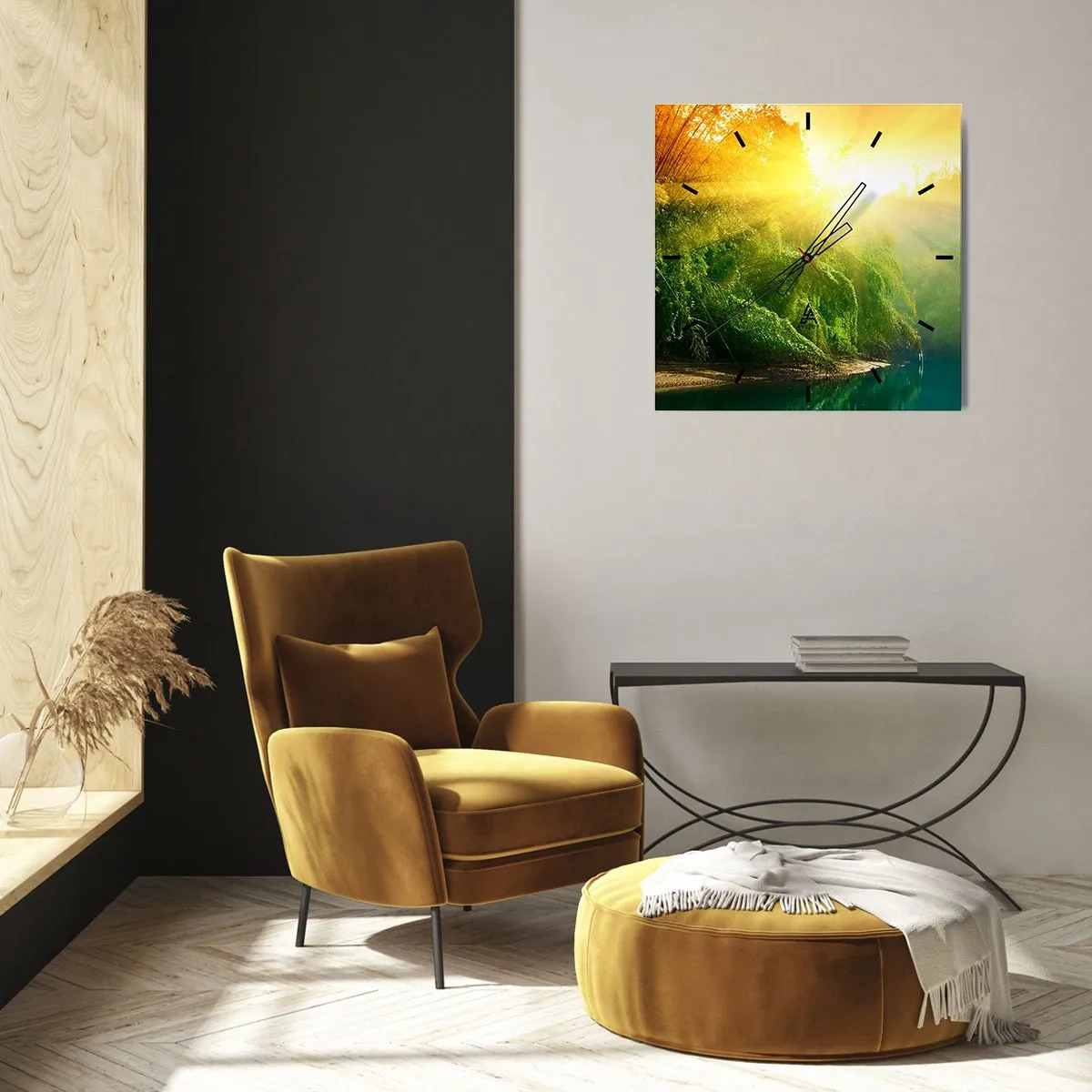 Nástenné hodiny - Utopiť sa v slnku a v tieni - 40x40 cm
