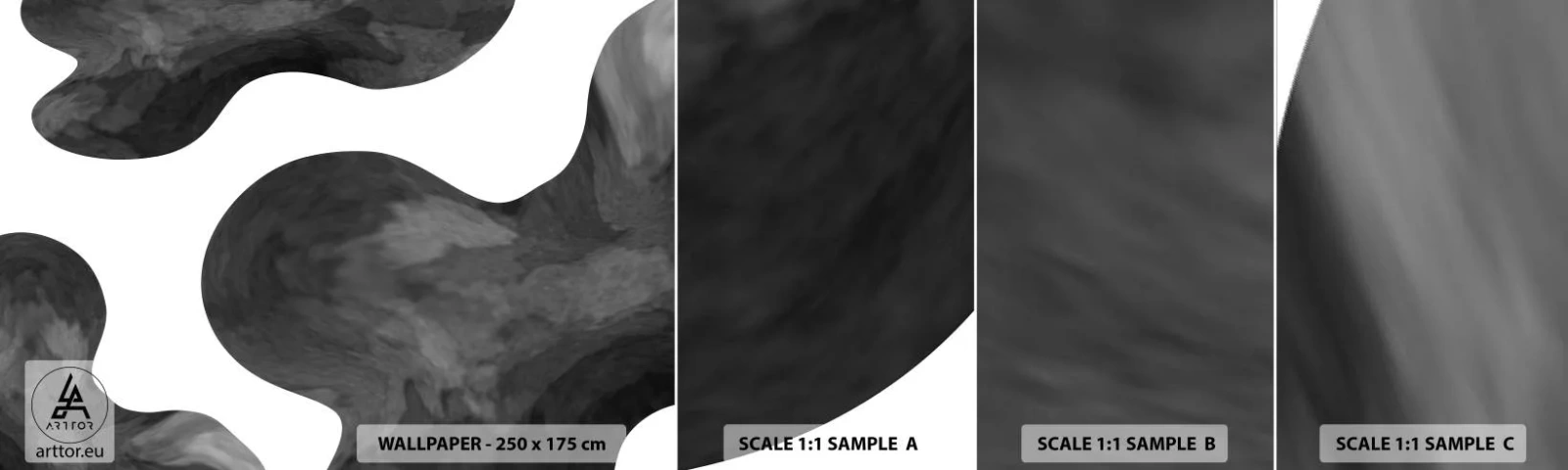 Vzorka samolepiacej fototapety Deluxe Sticker - Mliečna dráha - Abstrakcia, Kus, Čierna a biela - 100x30 cm