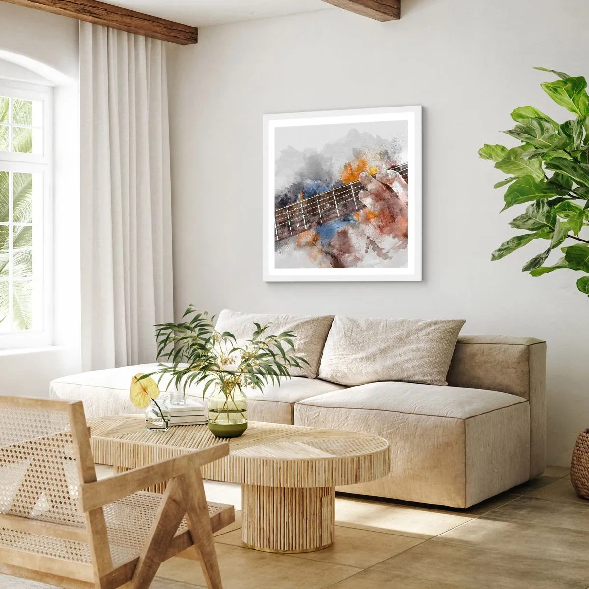 Plagát v bielom ráme - Poézia medzi strunami - 60x60 cm