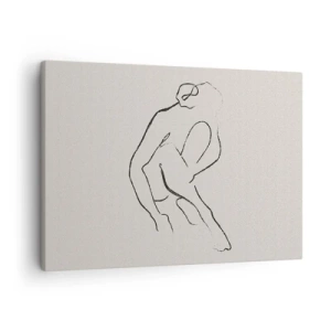 Obraz na plátne - Minimalistická silueta v čiernej farbe na svetlom pozadí - 70x50cm - Intímna skica - Moderná nástenná dekorácia do obývacej izby a spálne ARTTOR