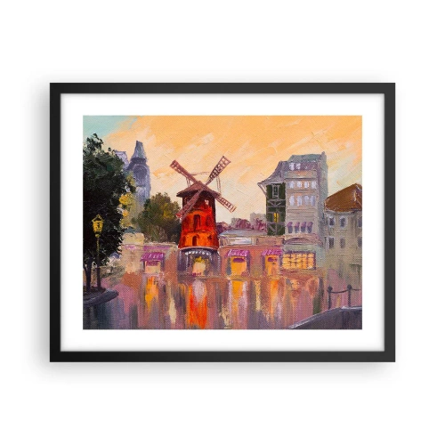Plagát v čiernom ráme - Parížske ikony – Moulin Rouge - 50x40 cm