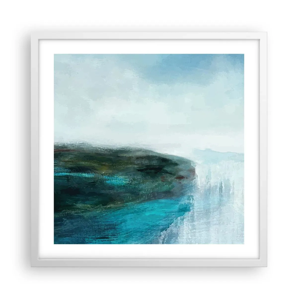 Plagát v bielom ráme - Námorná abstrakcia - 50x50 cm