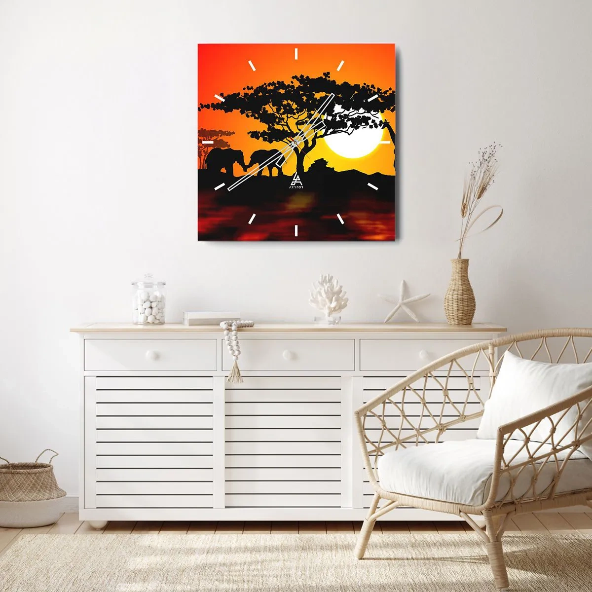 Nástenné hodiny - Stretnutie na savane - 30x30 cm