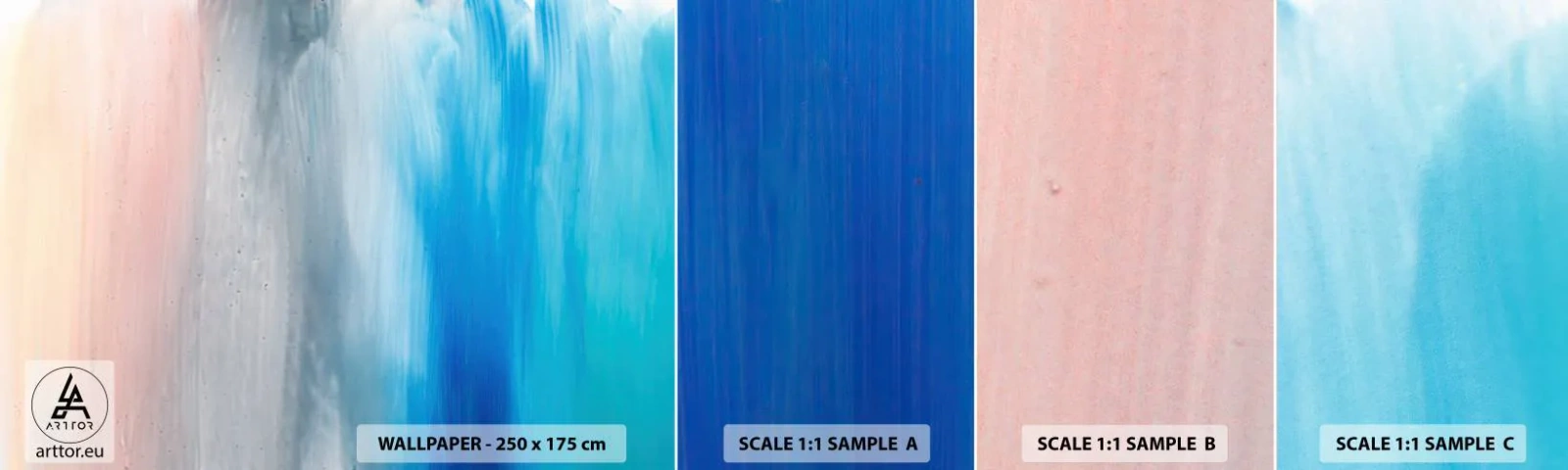 Vzorka samolepiacej fototapety Deluxe Sticker - Živly: vzduch - Abstrakcia, Kus, Pastel - 100x30 cm