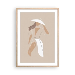 Plagát v ráme zo svetlého duba - Móda je zábava - 50x70 cm