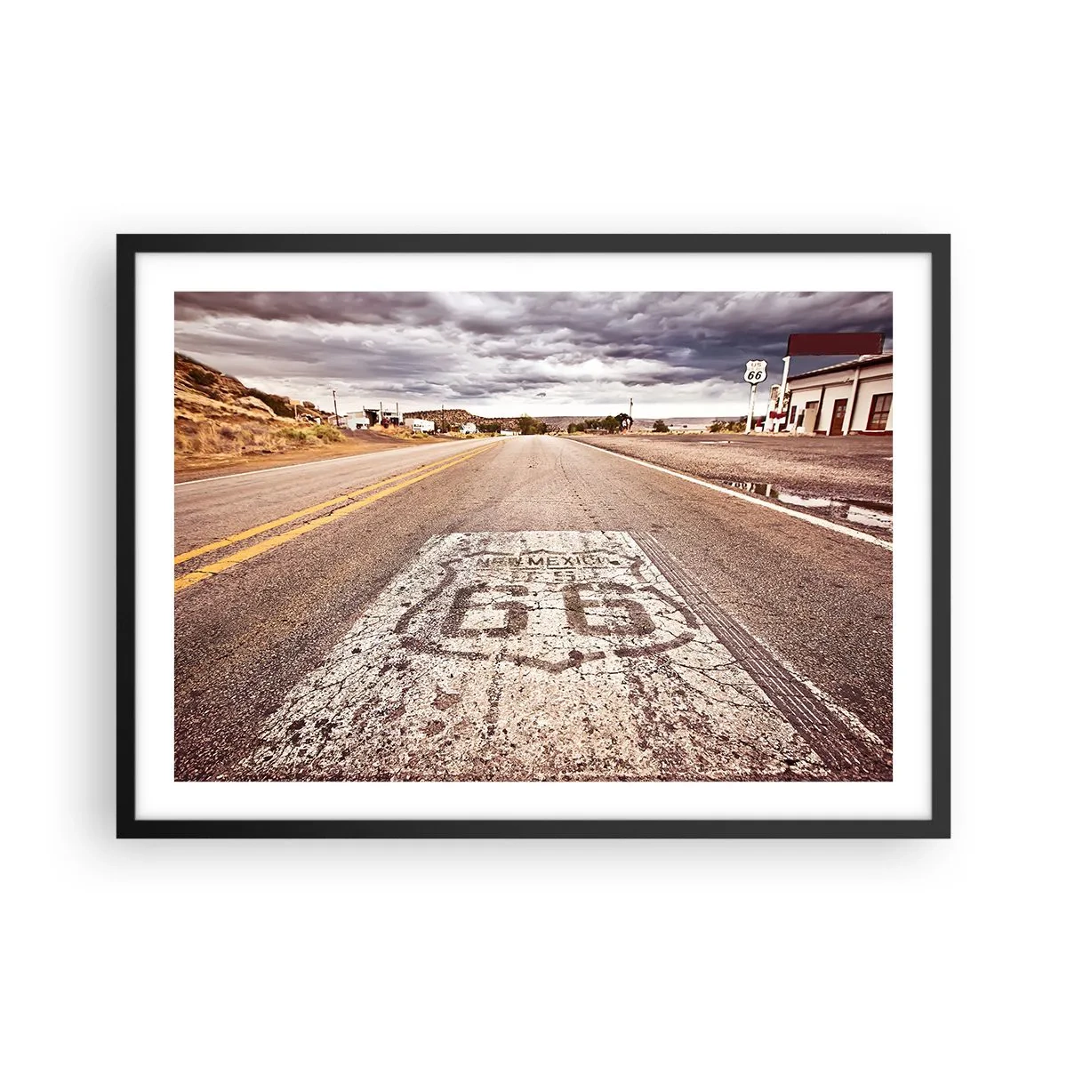 Plagát v čiernom ráme - Mother Road - americká legenda - 70x50 cm