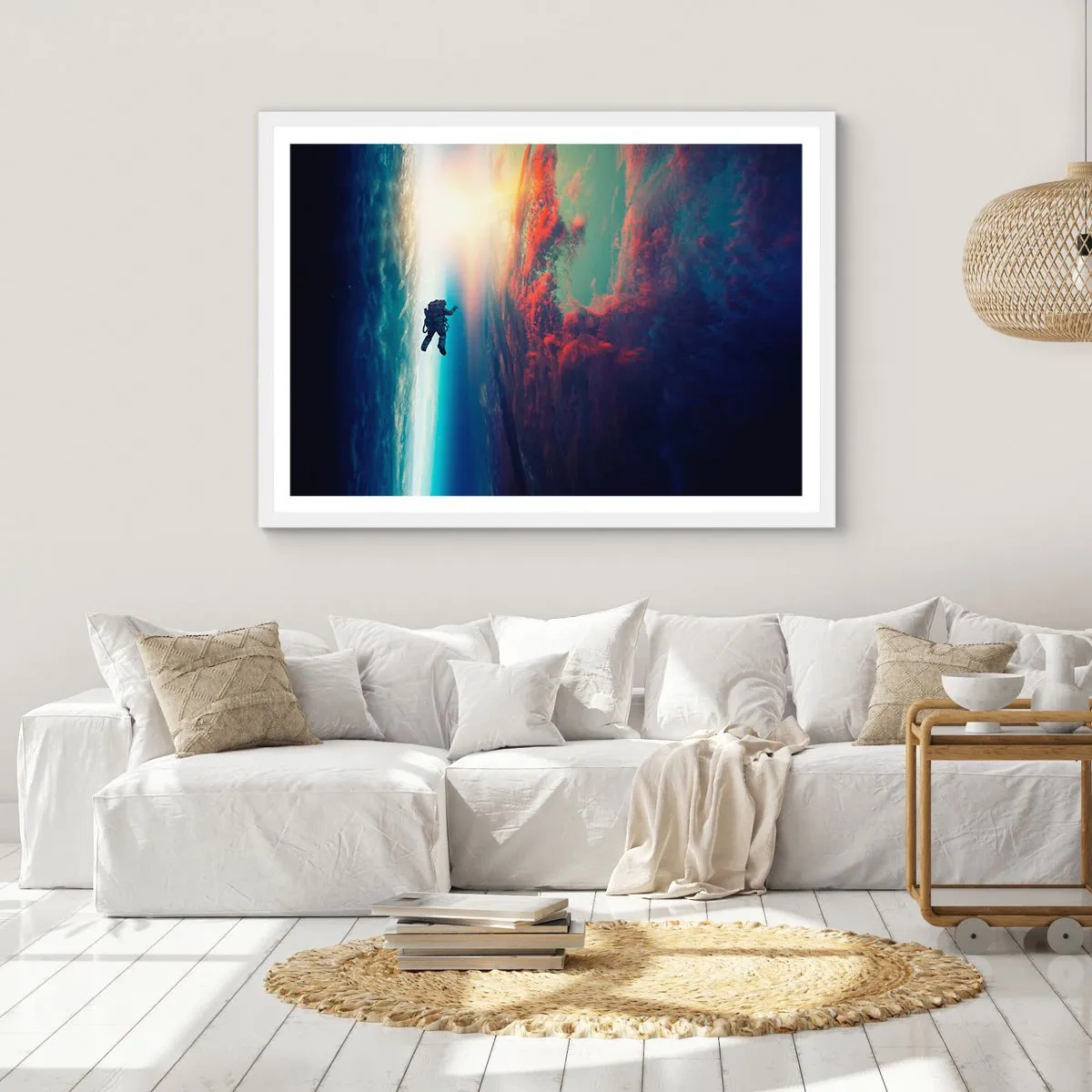 Plagát v bielom ráme - Tvárou v tvár vesmíru - 70x50 cm