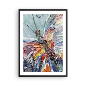 Plagát v čiernom ráme - Abstraktný motýľ v intenzívnych farbách a textúrach. - 50x70cm - Namaľovaný prírodou - Moderná nástenná dekorácia do obývacej izby a spálne ARTTOR