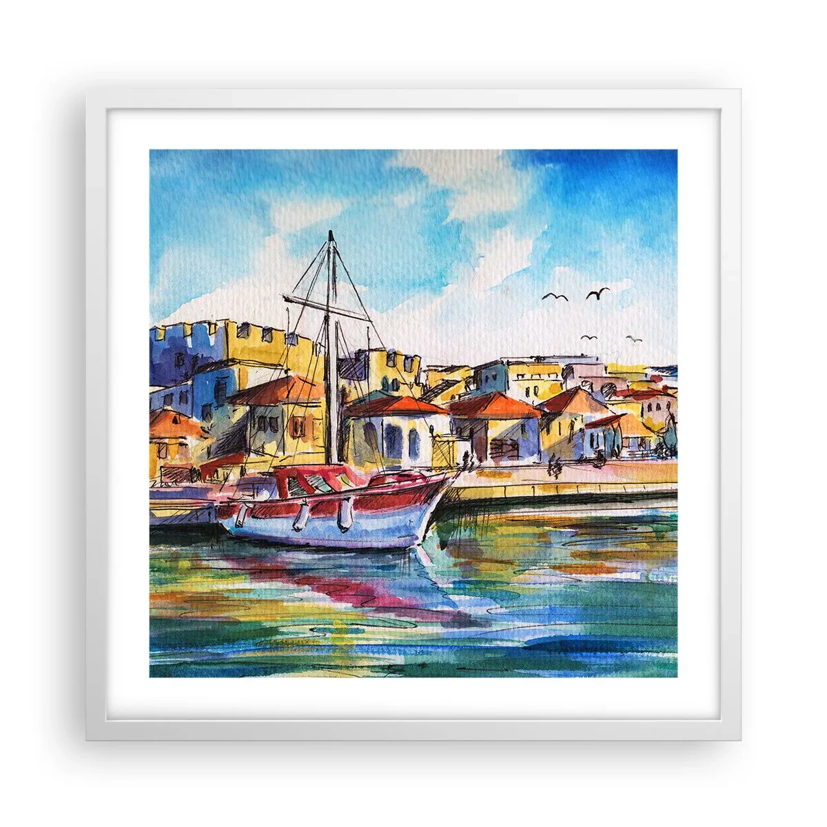 Plagát v bielom ráme - Dúhové popoludnie - 50x50 cm