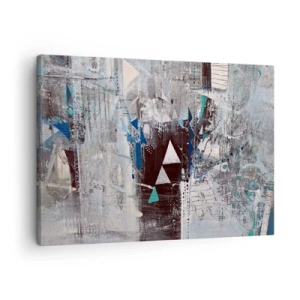Obraz na plátne - Abstraktná kompozícia s trojuholníkmi a geometrickými vzormi - 70x50cm - Prednostné poradie trojuholníkov - Moderná nástenná dekorácia do obývacej izby a spálne ARTTOR