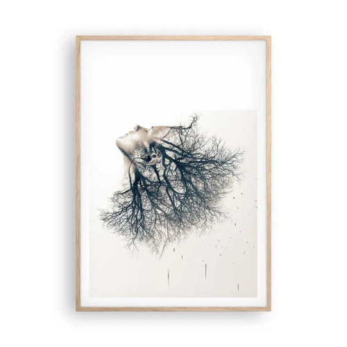 Plagát v ráme zo svetlého duba - Očarená šepotom stromu - 70x100 cm