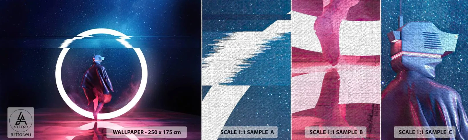 Vzorka fototapety Premium Canvas - Medzi svetmi - Futuristický, Astronaut, Kozmos - 100x30 cm