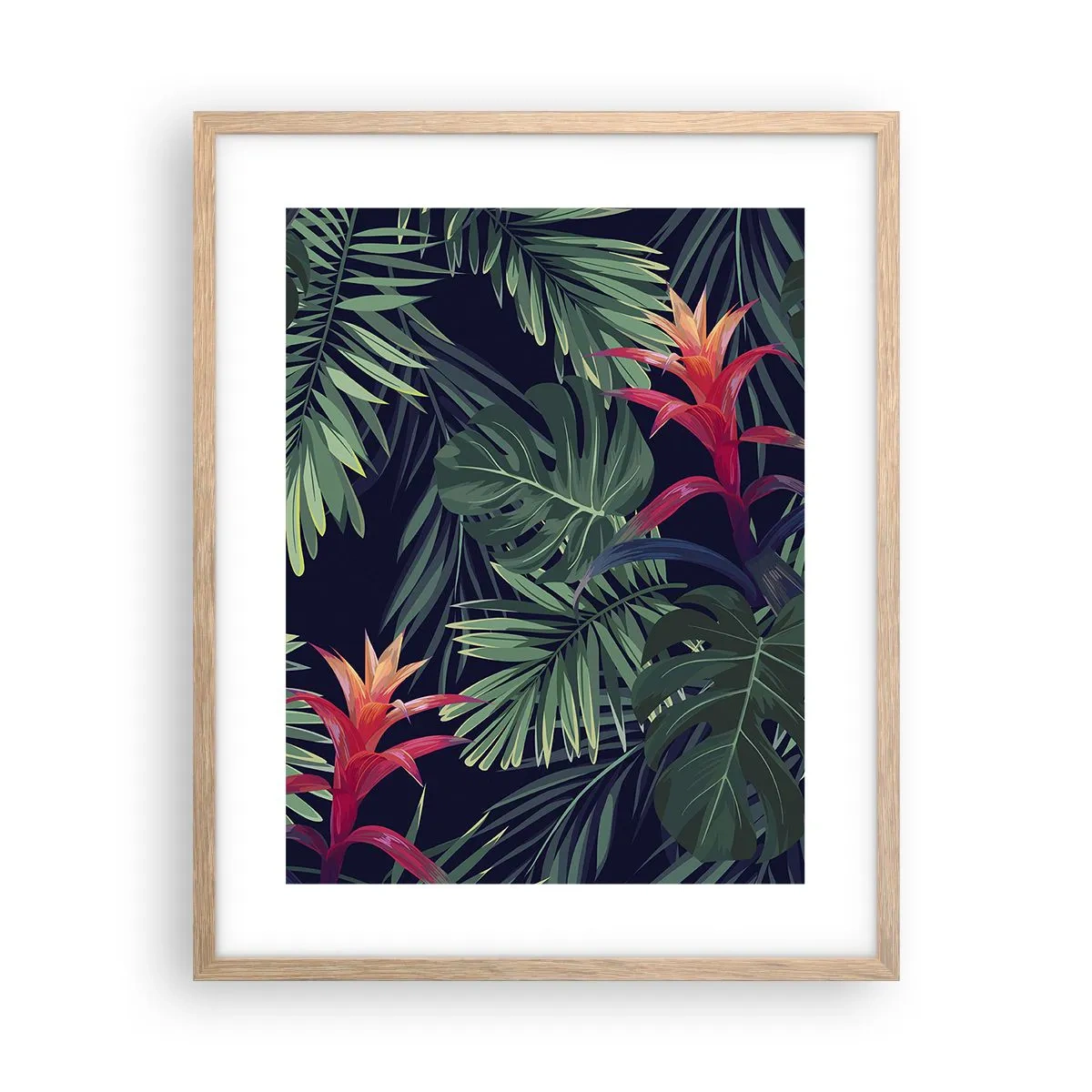 Plagát v ráme zo svetlého duba - Vzplanúť v zelenom - 40x50 cm