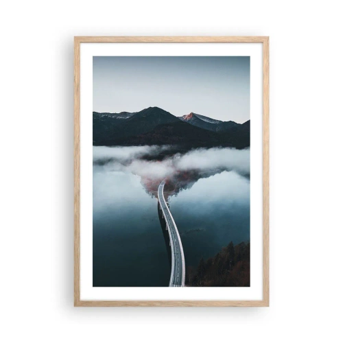 Plagát v ráme zo svetlého duba - Pri vode hladkej ako zrkadlo - 50x70 cm