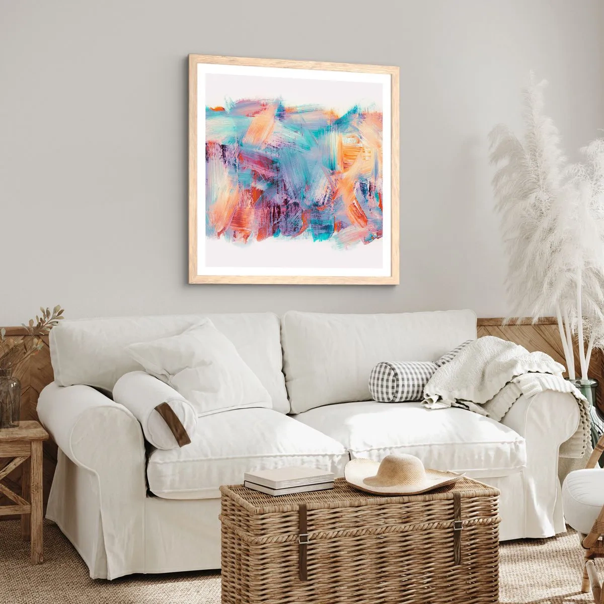 Plagát v ráme zo svetlého duba - Farebný neporiadok - 40x40 cm