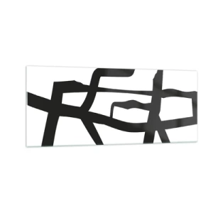 Obraz na skle - Čiernobiela konštrukcia - 100x40 cm