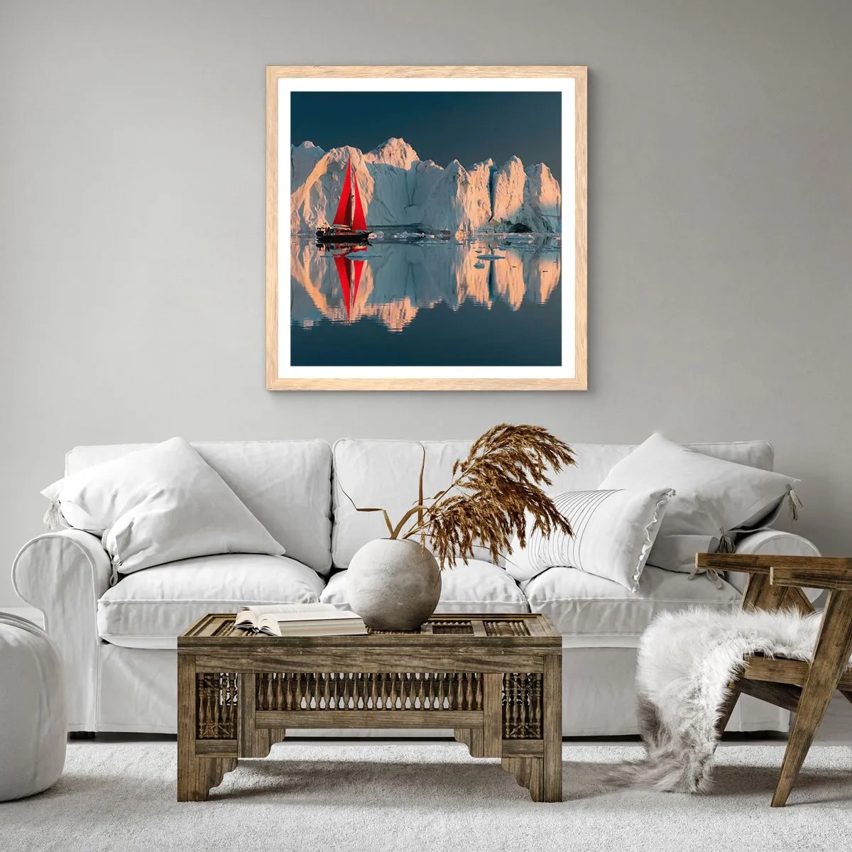 Plagát v ráme zo svetlého duba - Na okraji sveta - 50x50 cm