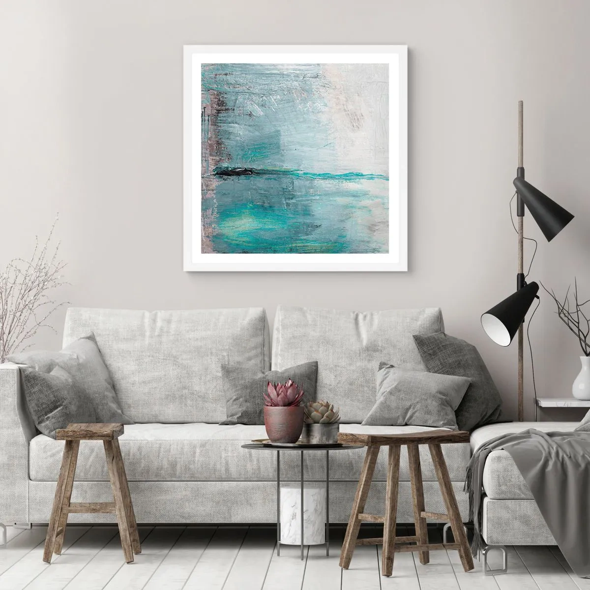 Plagát v bielom ráme - Horizontálne v modrej - 30x30 cm