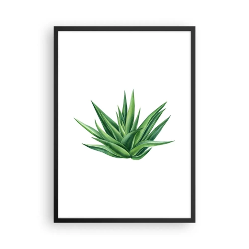 Plagát v čiernom ráme - Minimalistická ilustrácia zelenej rastliny - 50x70cm - Zelená – sila – život - Moderná nástenná dekorácia do obývacej izby a spálne ARTTOR