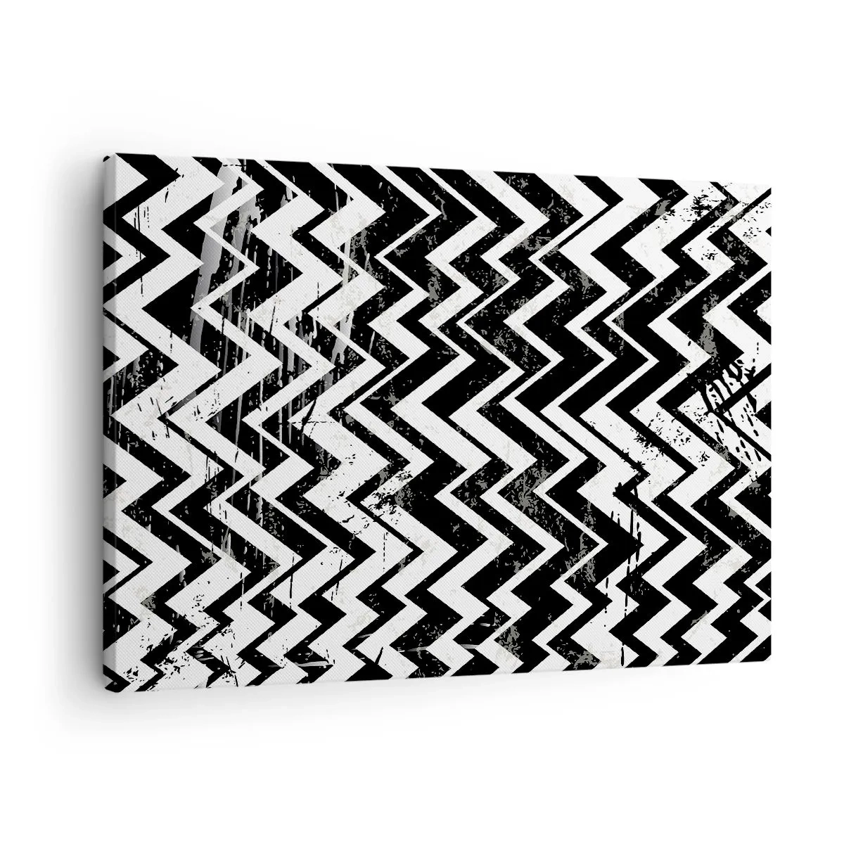 Obraz na plátne - Čiernobiely cikcakový vzor s umeleckými odreninami - 70x50cm - Cik-biele, cik-čierne - Moderná nástenná dekorácia do obývacej izby a spálne ARTTOR