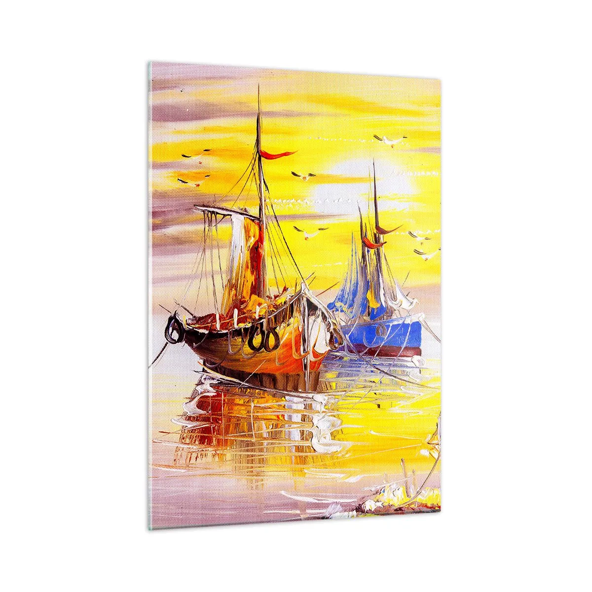Obraz na skle - Zaslúžený odpočinok v prístave - 50x70 cm