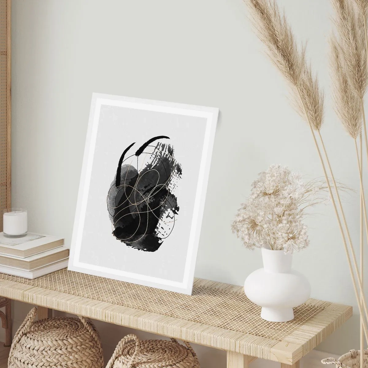 Plagát v bielom ráme - Upletené z čiernej - 61x91 cm