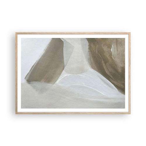 Plagát v ráme zo svetlého duba - Vlna bielej - 100x70 cm