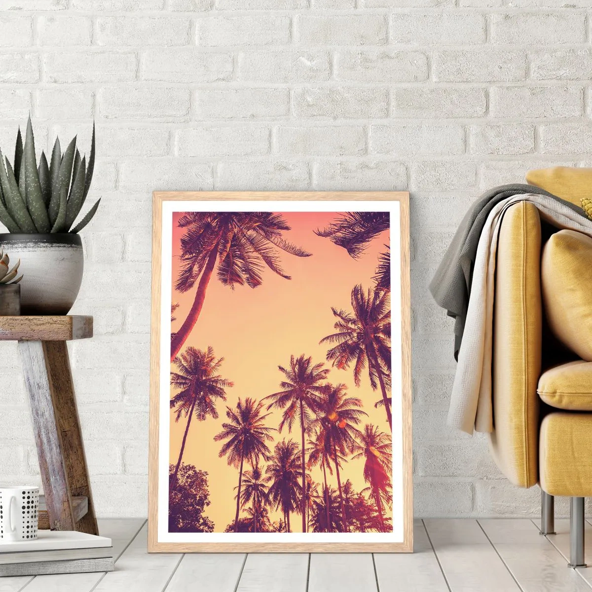 Plagát v ráme zo svetlého duba - Tropická variácia - 50x70 cm