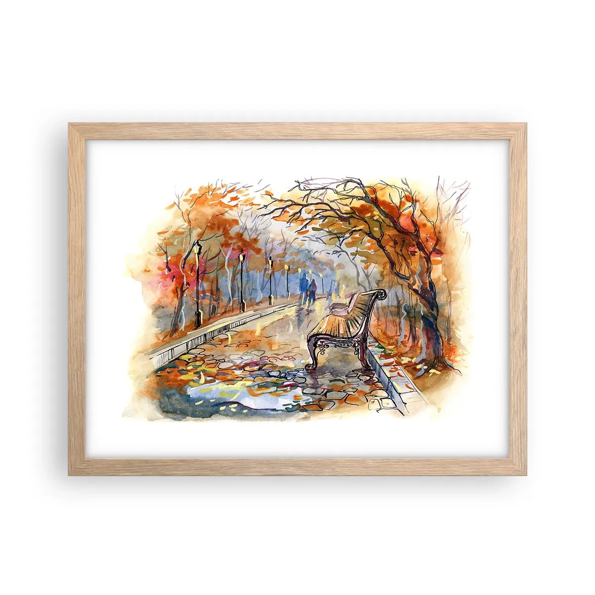 Plagát v ráme zo svetlého duba - Spoločne putovať jeseňou - 40x30 cm