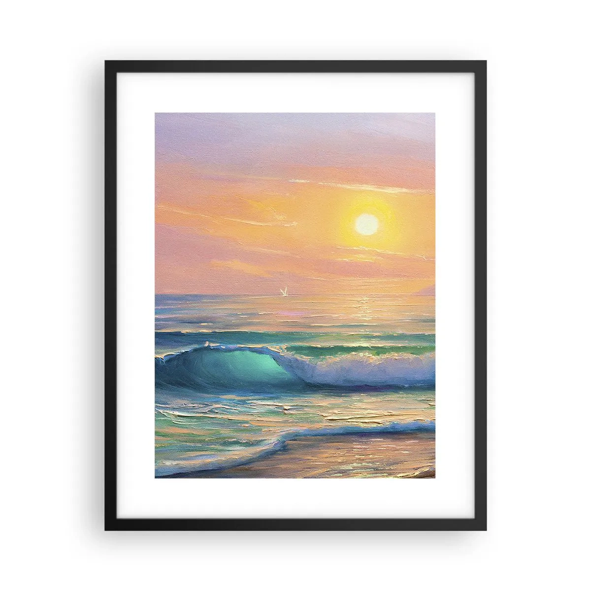 Plagát v čiernom ráme - Tyrkysová pieseň vĺn - 40x50 cm