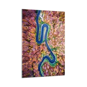Obraz na skle - Kľukatá cesta lesom - 50x70 cm