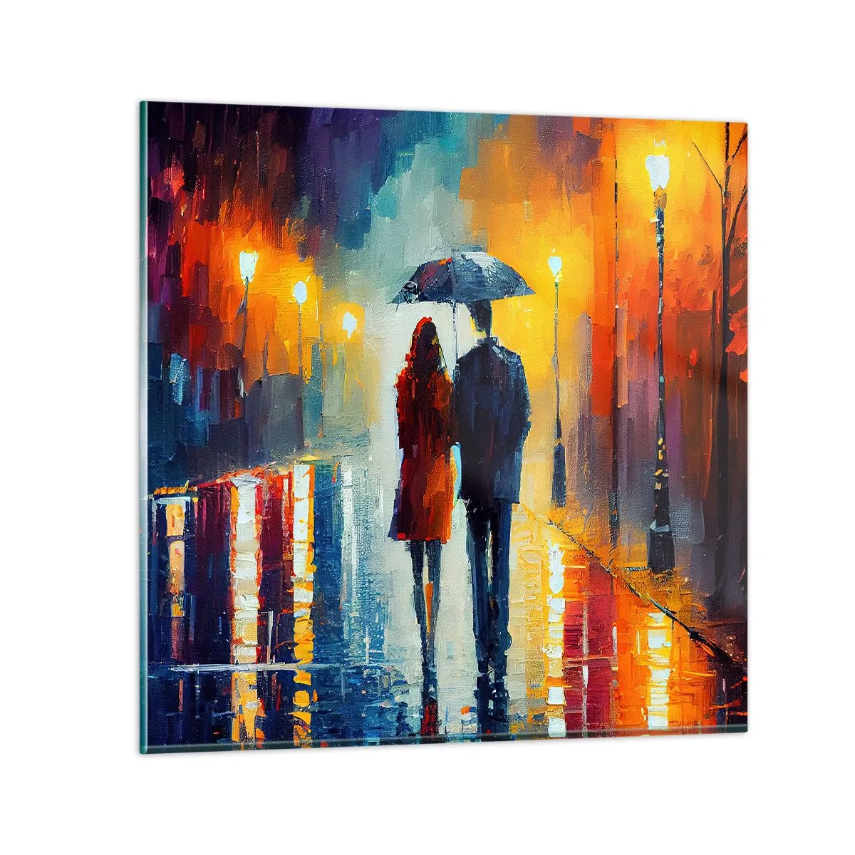 Obraz na skle - Spolu – farebná noc - 40x40 cm
