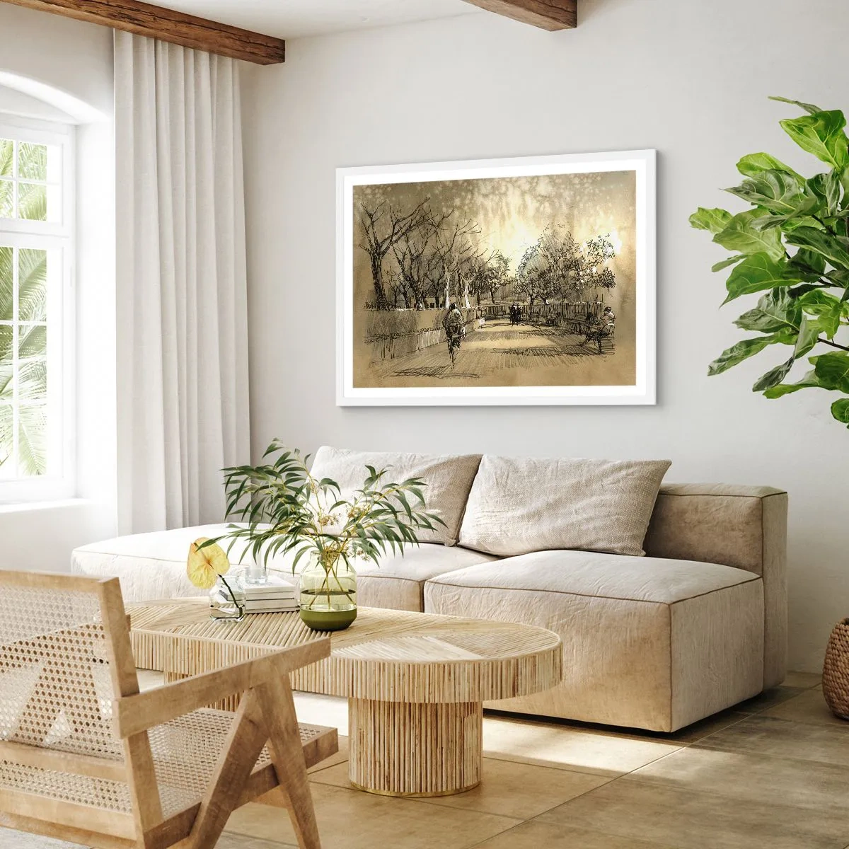 Plagát v bielom ráme - Pierkom zastavený okamih - 91x61 cm